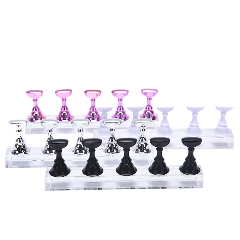 1 Set Nail Holder Practice Display Stand Acrylic Crystal Showing Shelf Nail Art Tool 7 Colors Nail Polish Display Stand