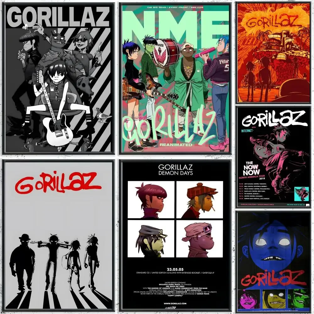 Cool Band G-GorillazS Poster HD Self-Adhesive No Residue After Removal Ideal for All Kinds of Wall Decor