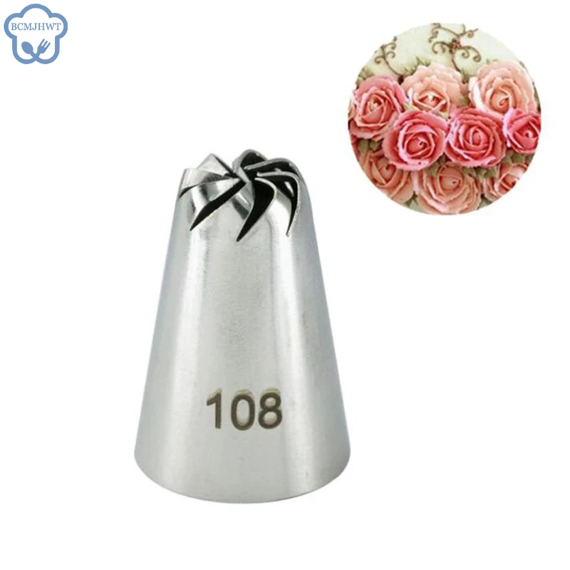 1PC Russian Drop Rose Icing Piping Nozzles Stainless Steel Flower Mouth Cream Pastry Tips Nozzles Bag Cake Decorating Tools #108