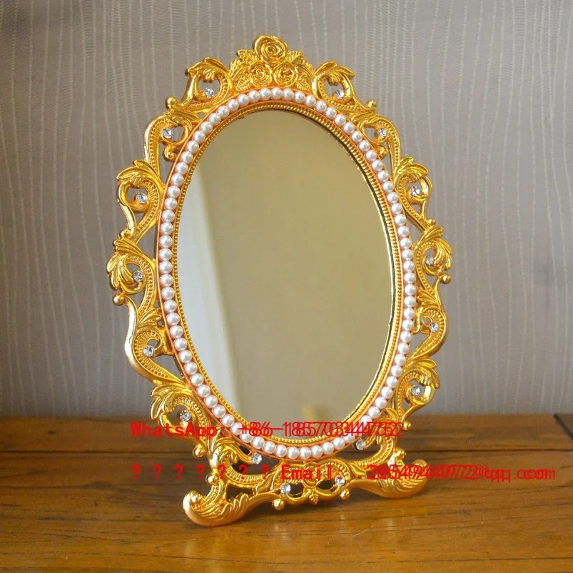 European Classic Gold Desktop Makeup Mirror for Girls' Dormitory Princess Makeup Mirror Decoration