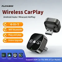 Adaptador Inalámbrico 4 en 1 para CarPlay y Android Auto 2026 Actualizado, con Función de Duplicación de Pantalla, Compatible con iOS CarPlay/Android Auto/Duplicación de Pantalla