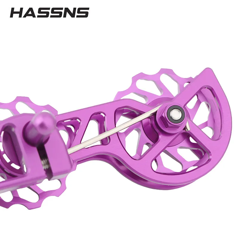 HASSNS Mountain Bike Chain Guide Soil Slope Soft Tail Single Speed Compression and Pull Stabilizer CNC Anti-drop Chain Tightener