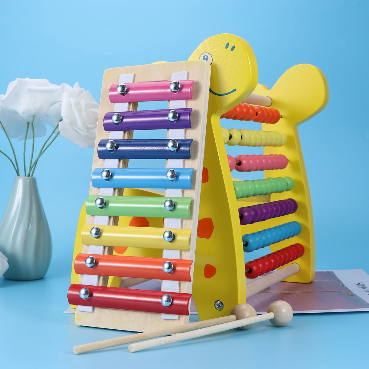 

Wooden Xylophone Deer Shape Music Instrument Hand Knocking Piano For Kids Educational Musical Computing Rack Early Learning Gift