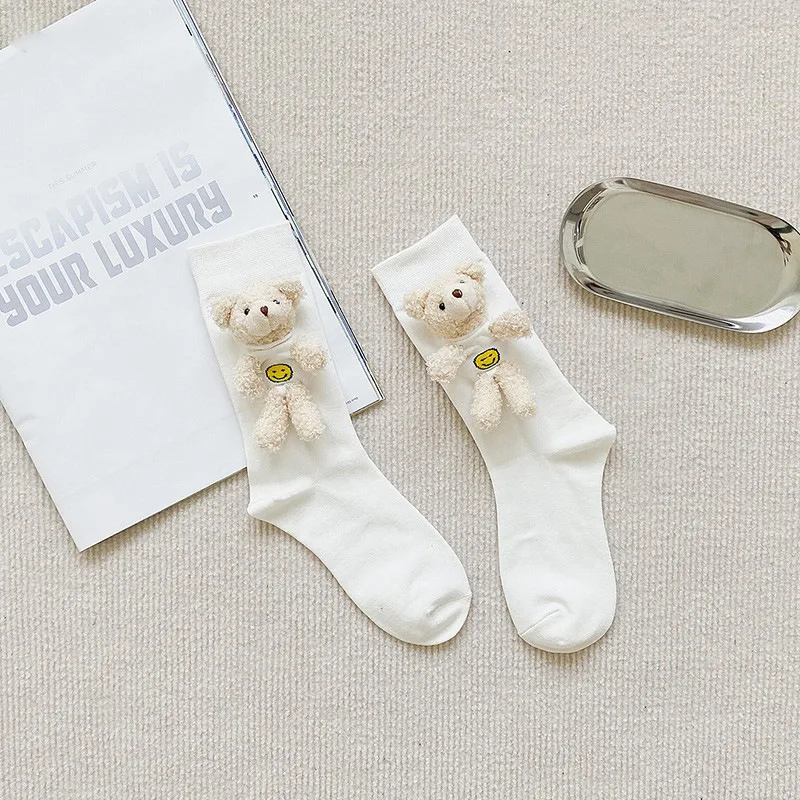 Women's - Spring & Summer Candy-colored 3D New Fashion, Women's Ins Cute 3D Bear Socks, Korean-INS Style