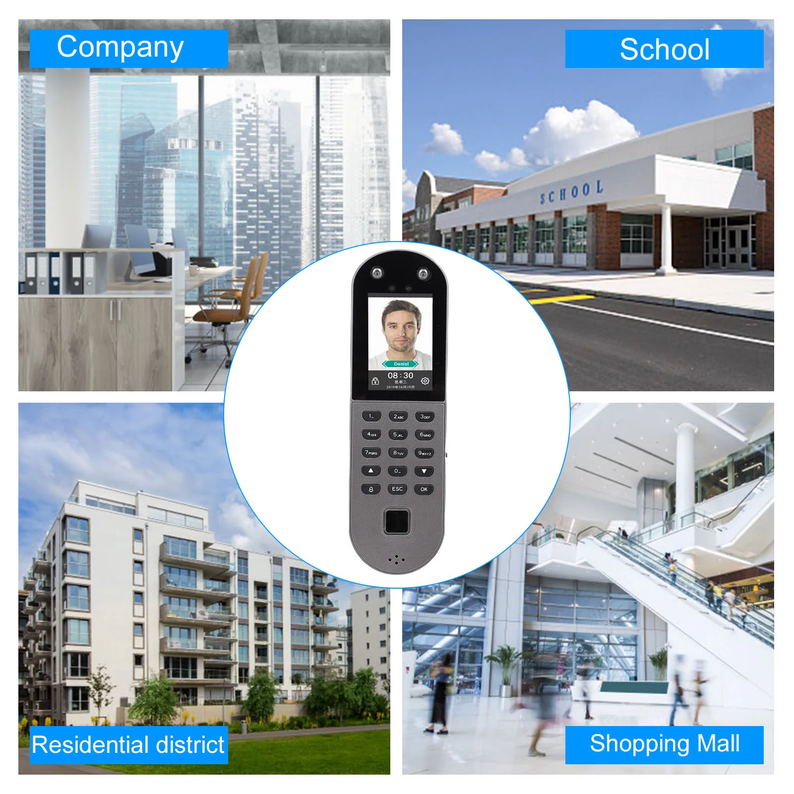 البيومترية على مدار الساعة التعرف على الوجه وبصمات الأصابع نظام الحضور فحص الموظف في مسجل كلمة المرور/بطاقة الهوية التعرف على