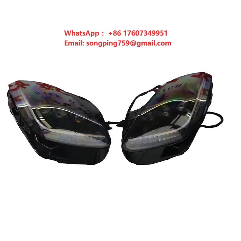 For F-T Upgraded 12V 6000K LED Three-eye Super Bright Front Headlights with 8000LM Lighting
