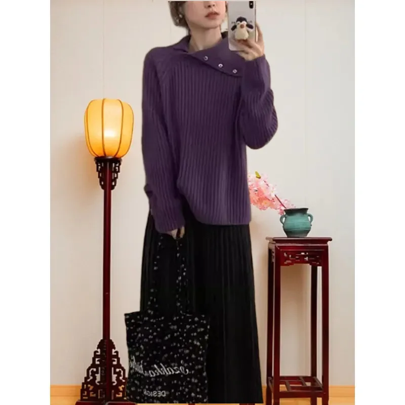 

Korean Solid Color High Neck Sweater for Women, Autumn and Winter Thick Sweater, Women's Sticky Knit Sweater, Base Top
