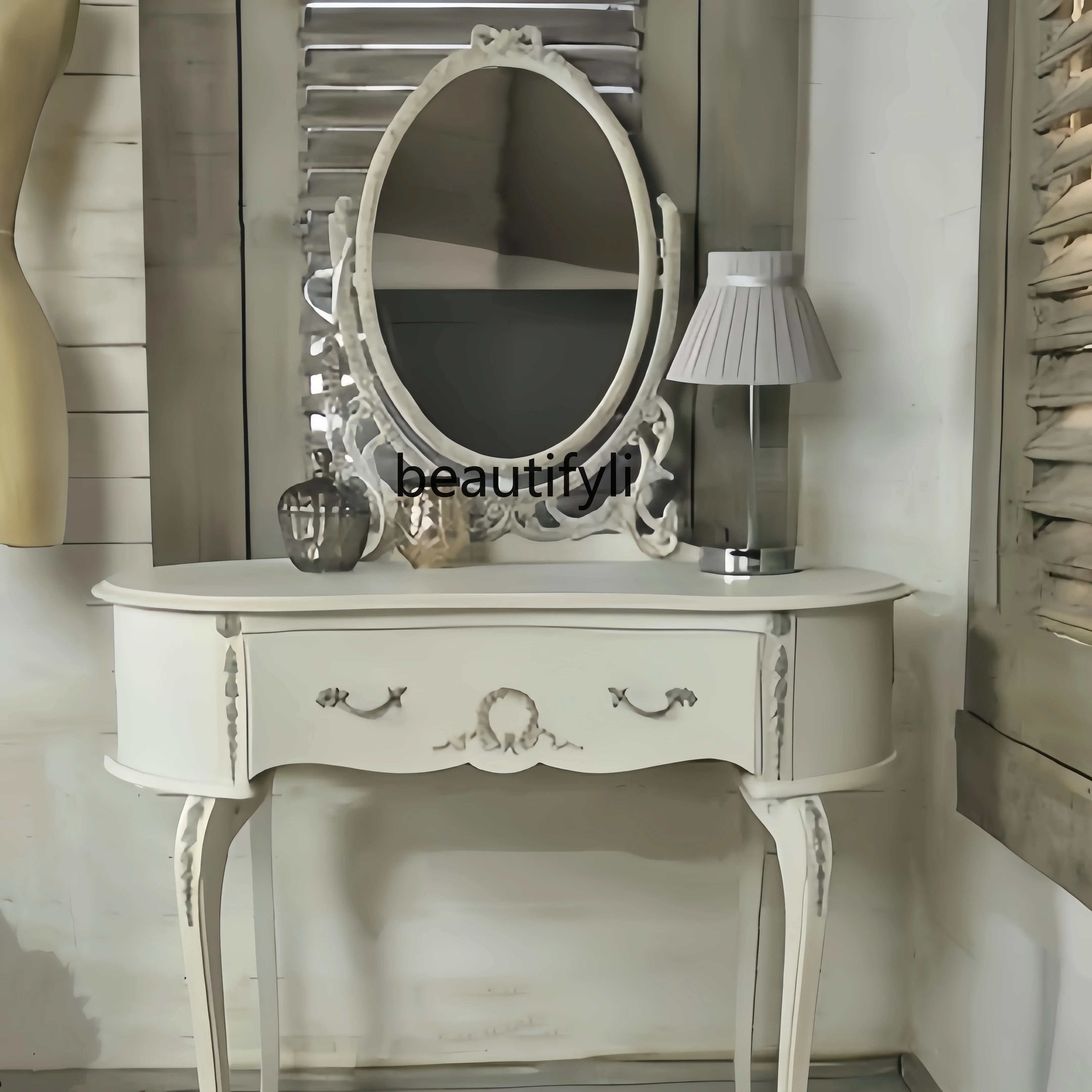 LXFrench retro solid wood makeup table dressing princess style makeup bedroom dressing tableSSS