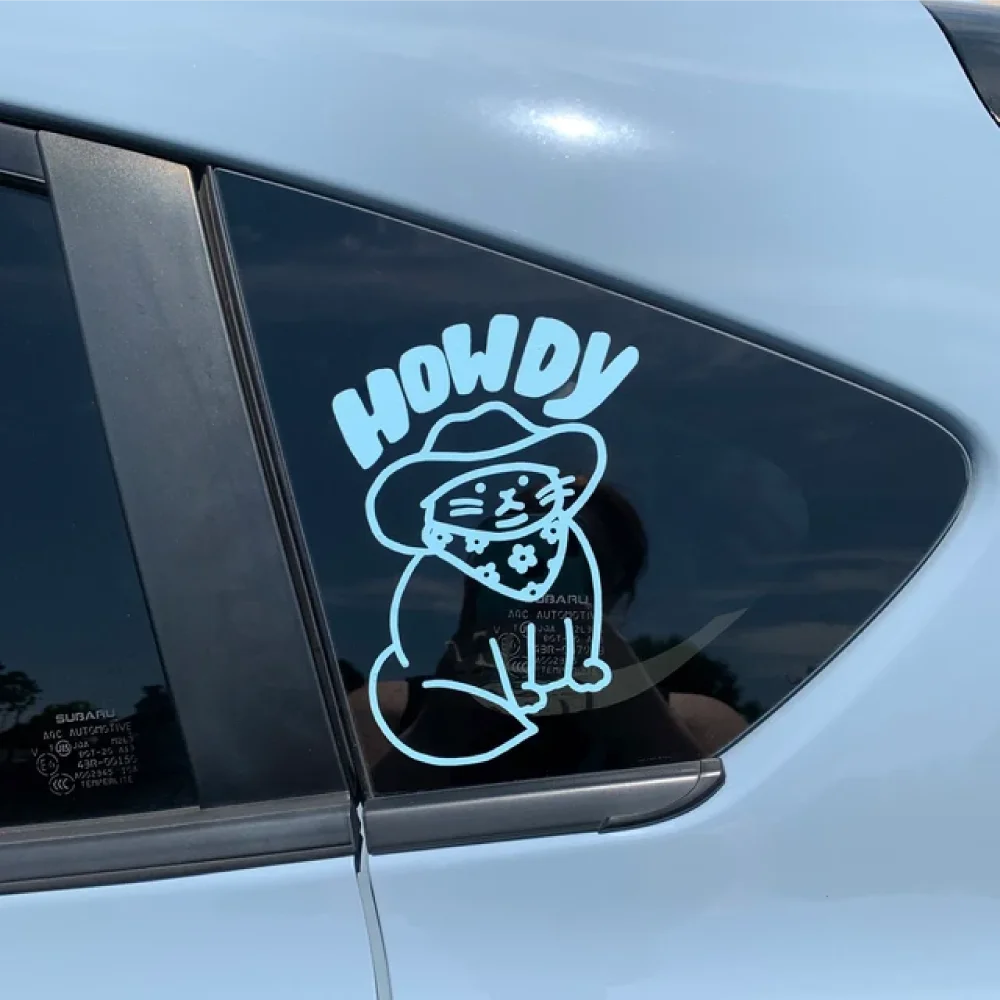 JDM Style Waving Cat Auto Sticker - Creative Howdy Kitten Vinyl Decal, Weatherproof Personality Graphic for Bumper, Helmet & Lap