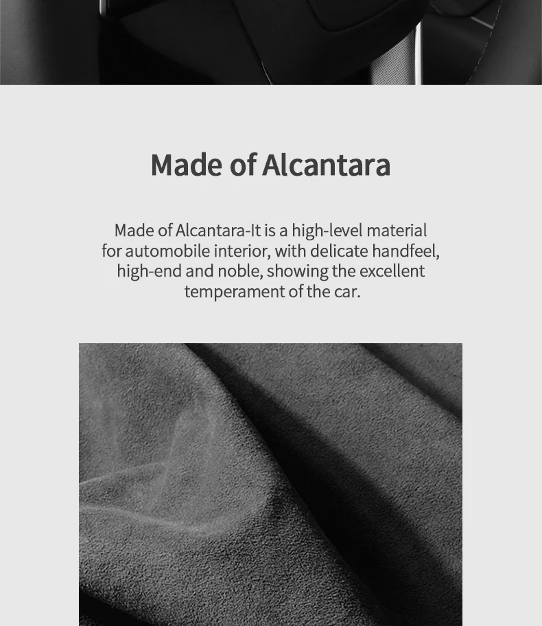 Aus Alcantara gefertigt, für Tesla Model Y Juniper / Model 3 Highland, Zierleiste für das Lenkrad, Innenraum-Tuning-Zubehör. – Detail 2