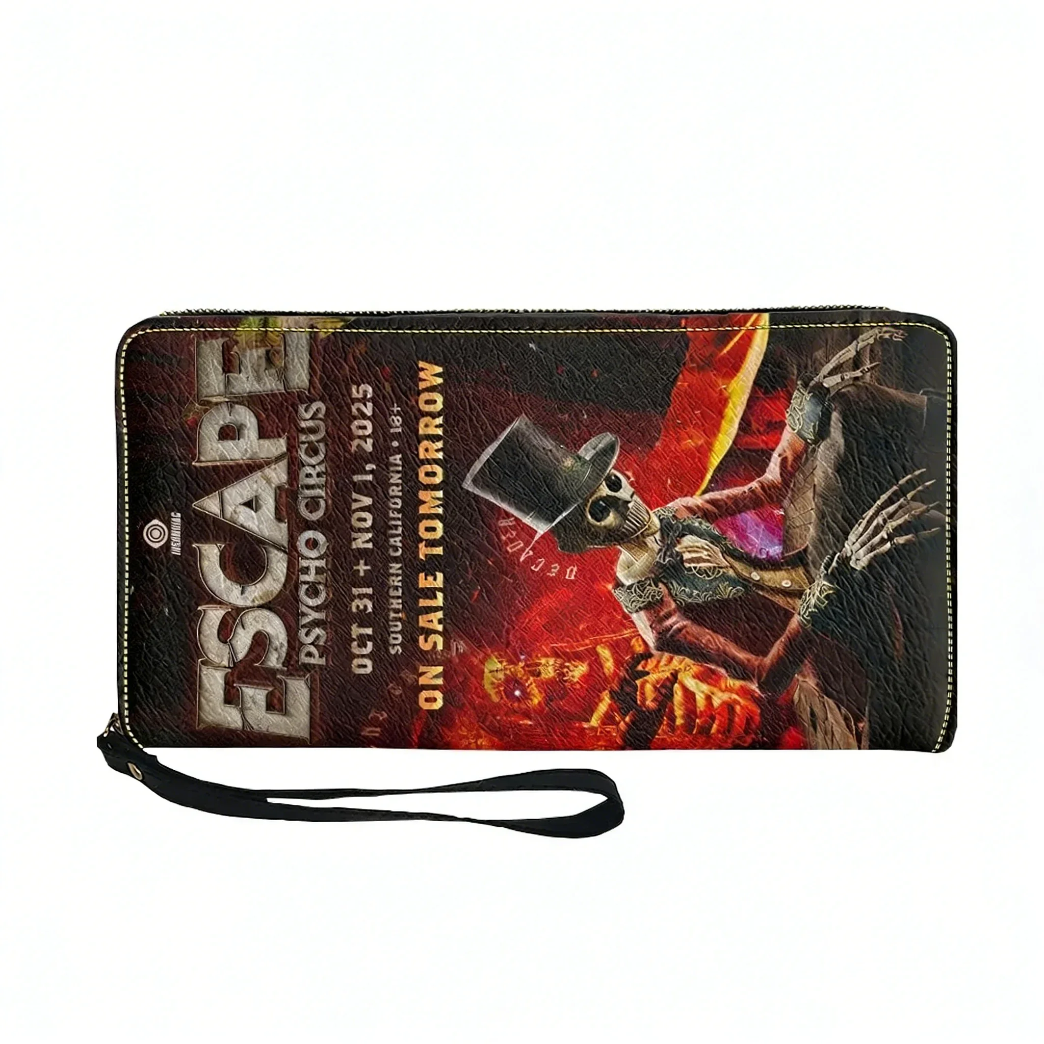 

Escape Halloween Music Festival Custom Purse Mens Womens Teenagers Zipper Long Wallets Double Print Portable Wallet Gift Bag