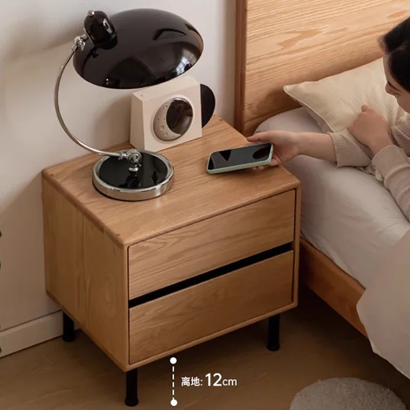 

Solid Wood Simple Night Table Nordic Storage Aesthetic Italian Bedside Table Luxury Leather Bedroom Furniture Mesa De Noche