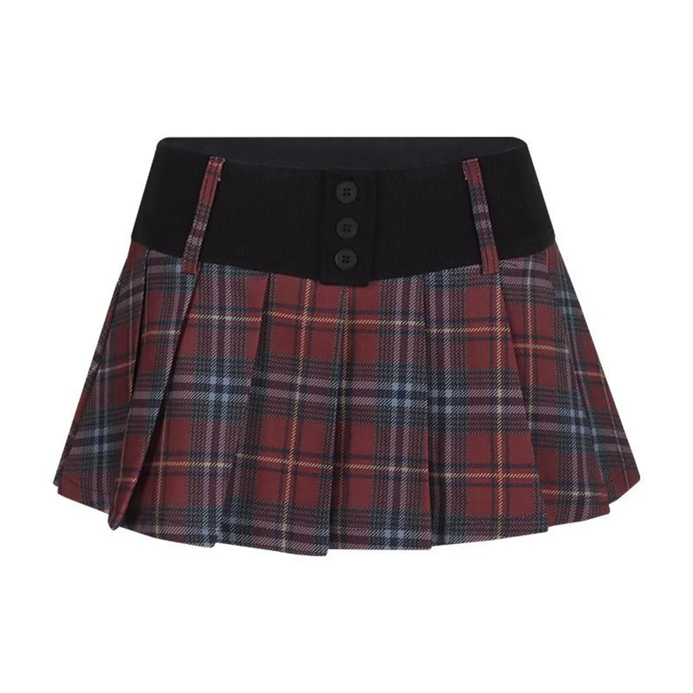 

2025 Retro Plaid Print Y2k Dance Kpop Pleated Mini Skirt for Women Aesthetic Black Harajuku Skirt High Waist Short A Line Skirts