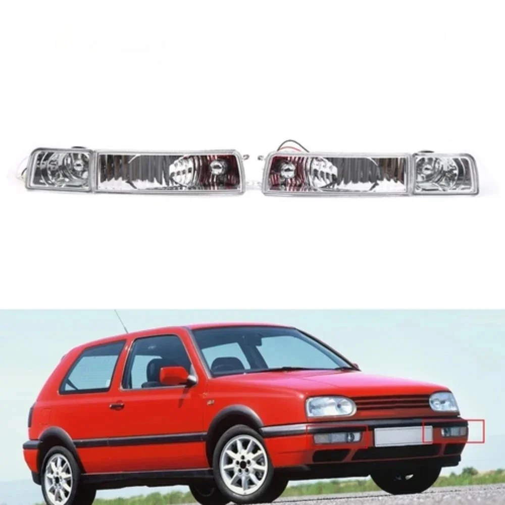 For VW Jetta MK3 / Vento 1993-1998 LED Front Bumper Fog Lights+Turn Signal Lamps 1HM941778 1HM941777 1HM953155 1HM953156