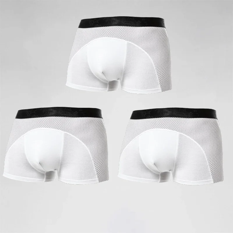 

3pcs Men's ice mesh flat briefs Modal sports boxer shorts thin breathable comfortable underpants