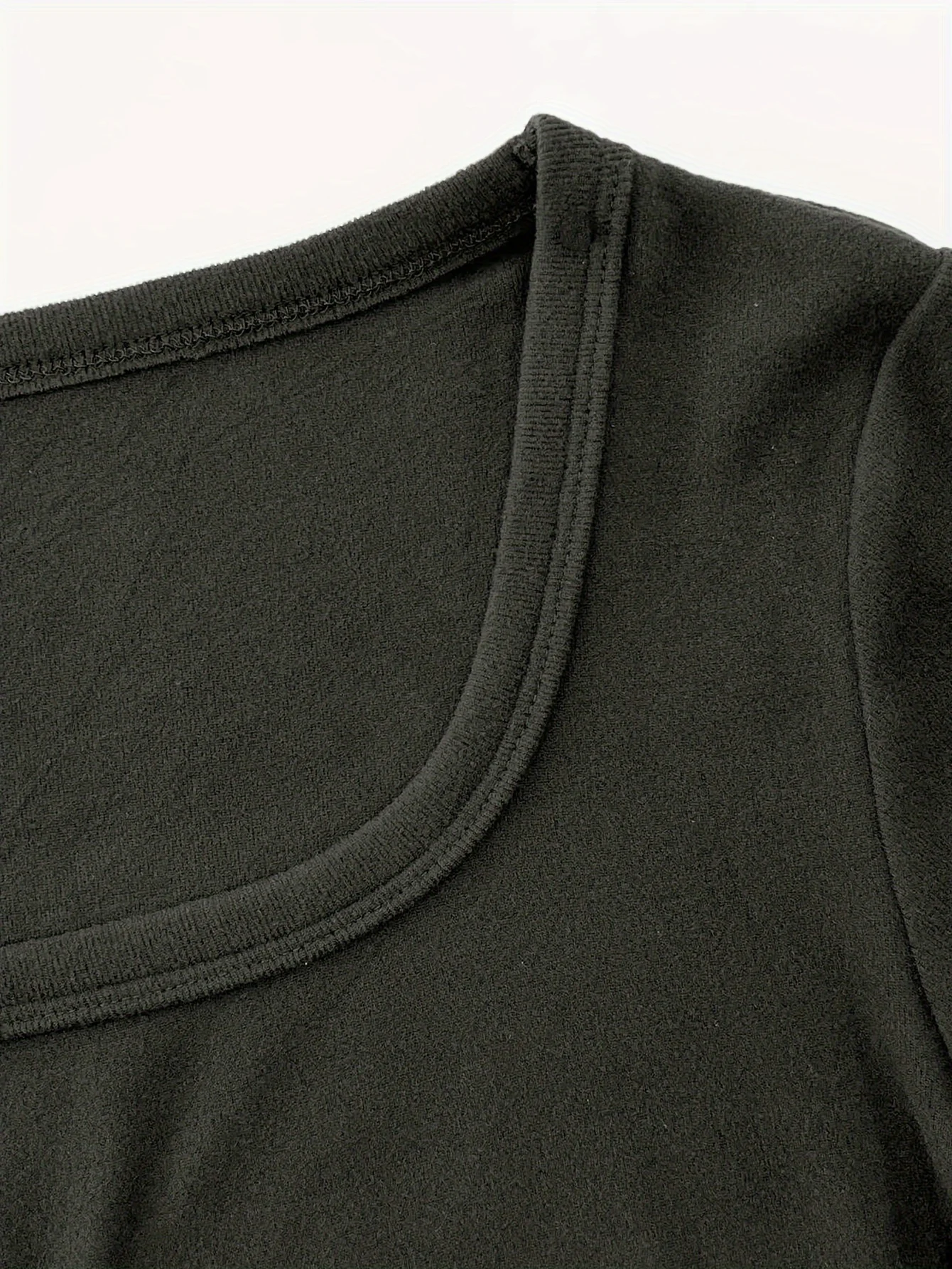 Damen Sexy Quadratischer Ausschnitt Strick-T-Shirt Herbst Winter Langarm Slim Fit Tailliertes Lässiges Oberteil zum Überziehen – Detail 1