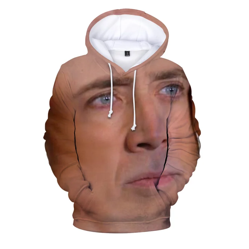 

Humor Face Nicolas Cage Hooded Sweatshirts Pop 3D Nicolas Kim Coppola Graphic Hoodies for Men Streetwear Fashion Unisex Pullover