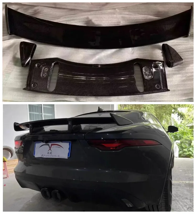 For Jaguar F TYPE COUPE Real Carbon Fiber Roof Top Spoiler ELECTRIC Trunk Wing Tail Body Kit Car Accessories