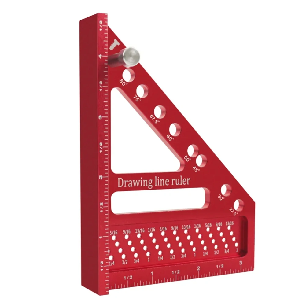 

Multi-Angle Measuring Ruler W/ Dowel Woodworking Square Protractor Miter Triangle Ruler High Precision Layout Tool