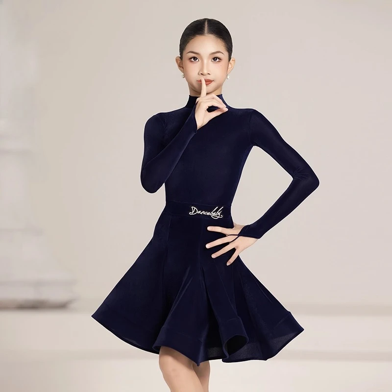 customized women's adult Latin dance costume performance outfit professional competition high-end velvet dance suit fringe dress