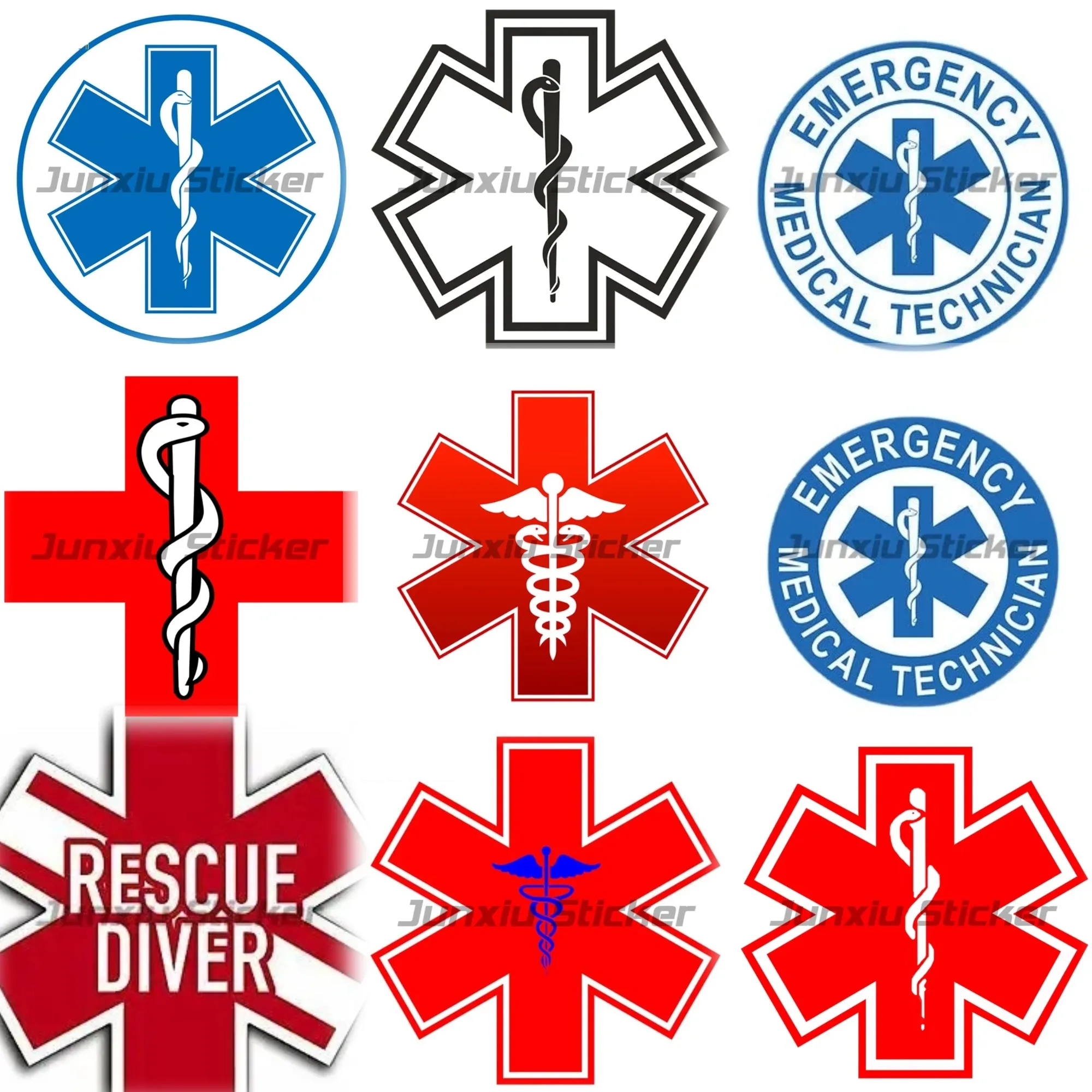 

Star of Life EMT Medical Symbol Vinyl Sticker Cool Car Decal for Window Bumper Scratch Resistant Emergency Rescue Accessories