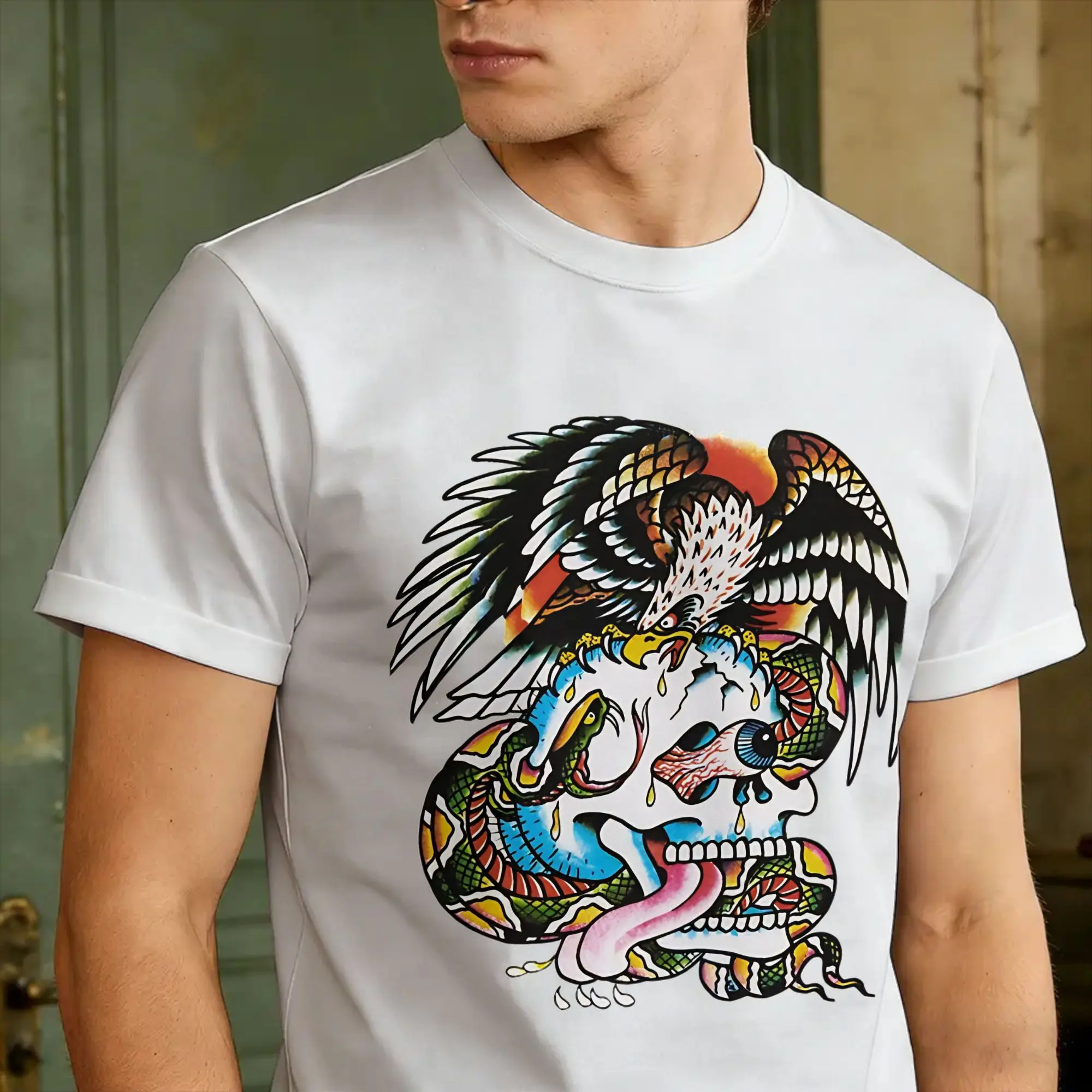 The First Incarnation Of Tattoo T-Shirt Summer Ed-Hardys Y2K Fun T Shirts Cotton Novelty Tshirt For Men's Casual Top Tees view 4
