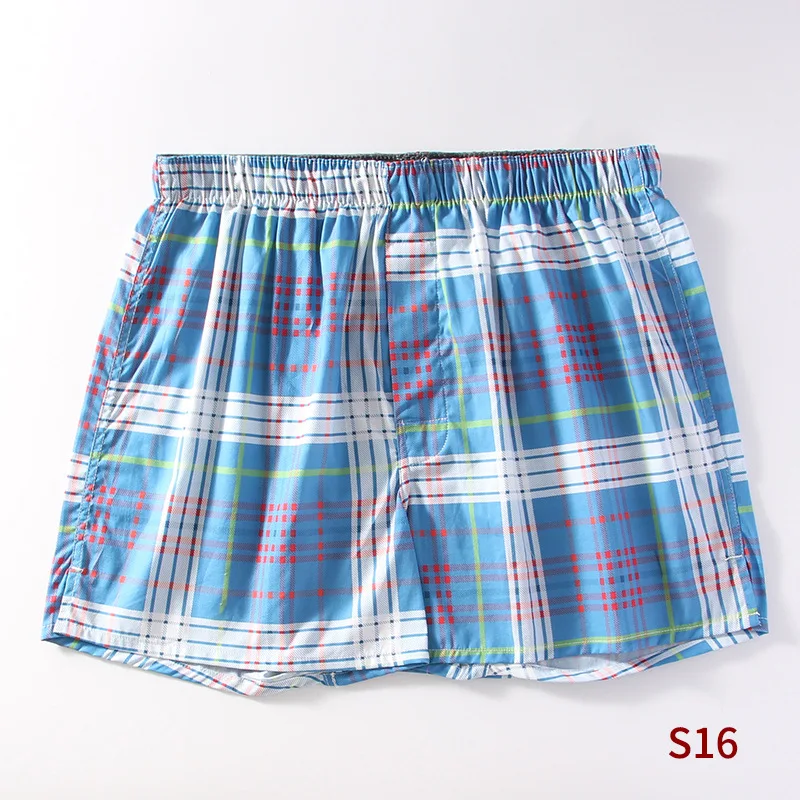 Summer thin Fashion casual plaid sleep bottoms men 100% cotton shorts sleepwear male pajamas Arrow pants S