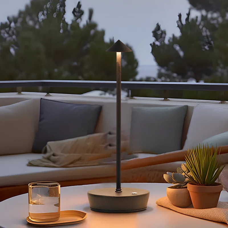 Minimal Cordless Table Lamp USB Rechargeable Tricolored Desk Lamp Elegant Slim Lighting Unique Portable Dimmable Reading Lamp