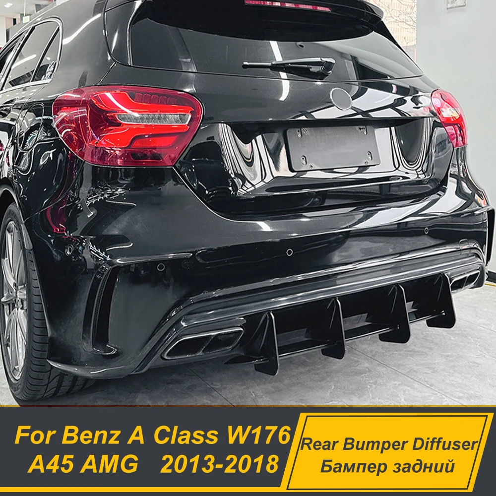 For Mercedes Benz A Class W176 A45 AMG 2013-2018 Rear Bumper Lip Diffuser Spoiler Splitter Body Kits Exterior Accessories Parts