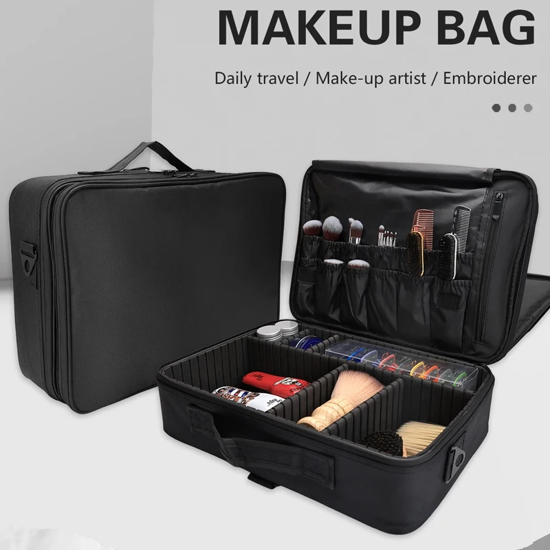 Woman Makeup Box Tools Bag Scissor Comb Hair Salon Large Capacity Storage Pouch Haircut Hand Box Case  Suitcase Organizer