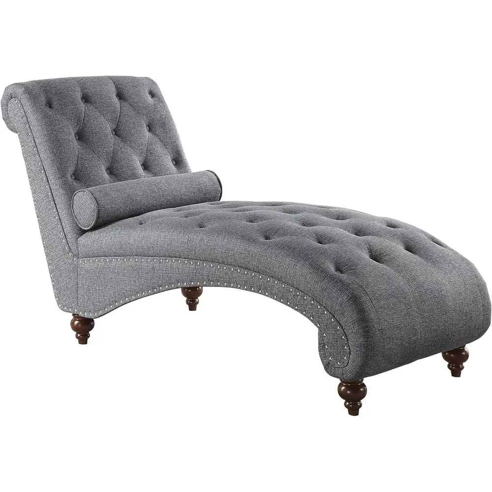 

Gray Velvet Chaise Lounge Chair