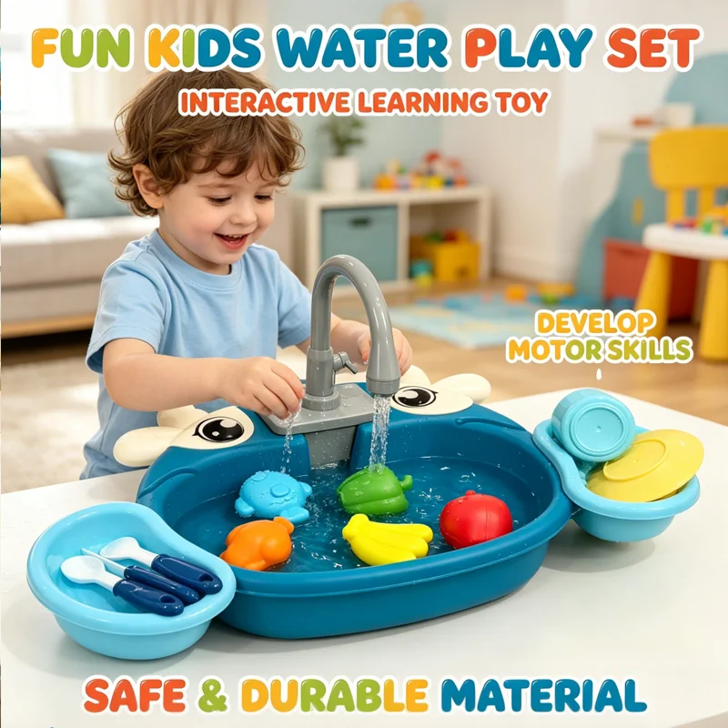 Kids Outdoor Kitchen Accessories - 어린이 전동식 놀이 싱크대 장난감, 순환식