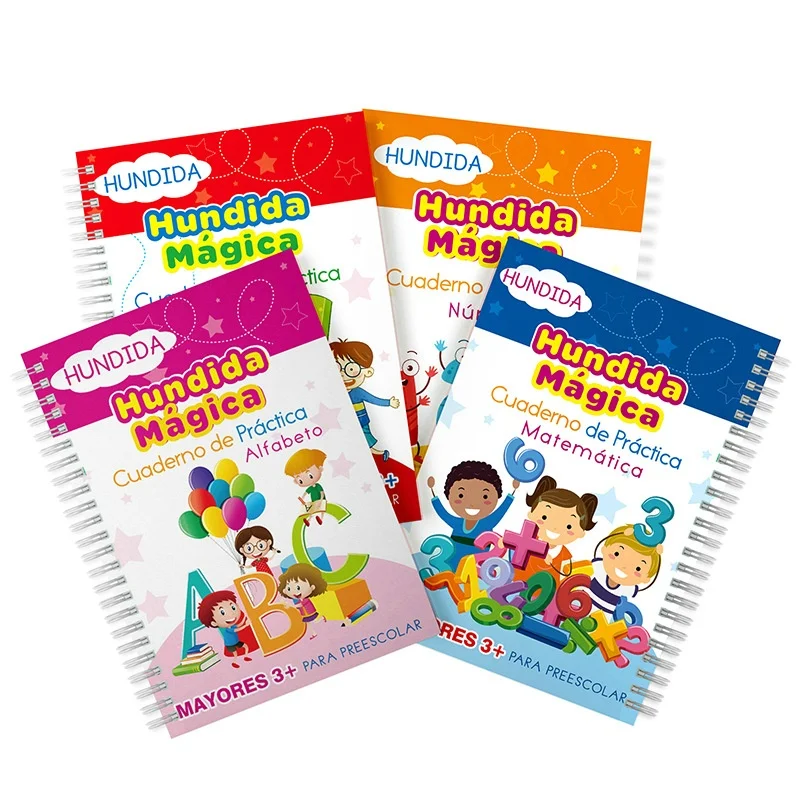 Spanish Magic Books Learning Lettering In Tracing Workbook for Kids Reusable Notebooks for Children Spanish Montessori Writing