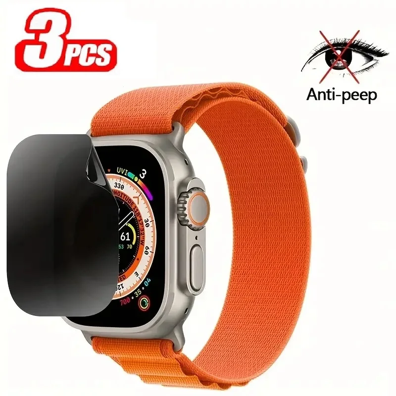 3pcs Anti-Spy Screen for Apple Watch Ultra 49mm 45mm 41mm HD