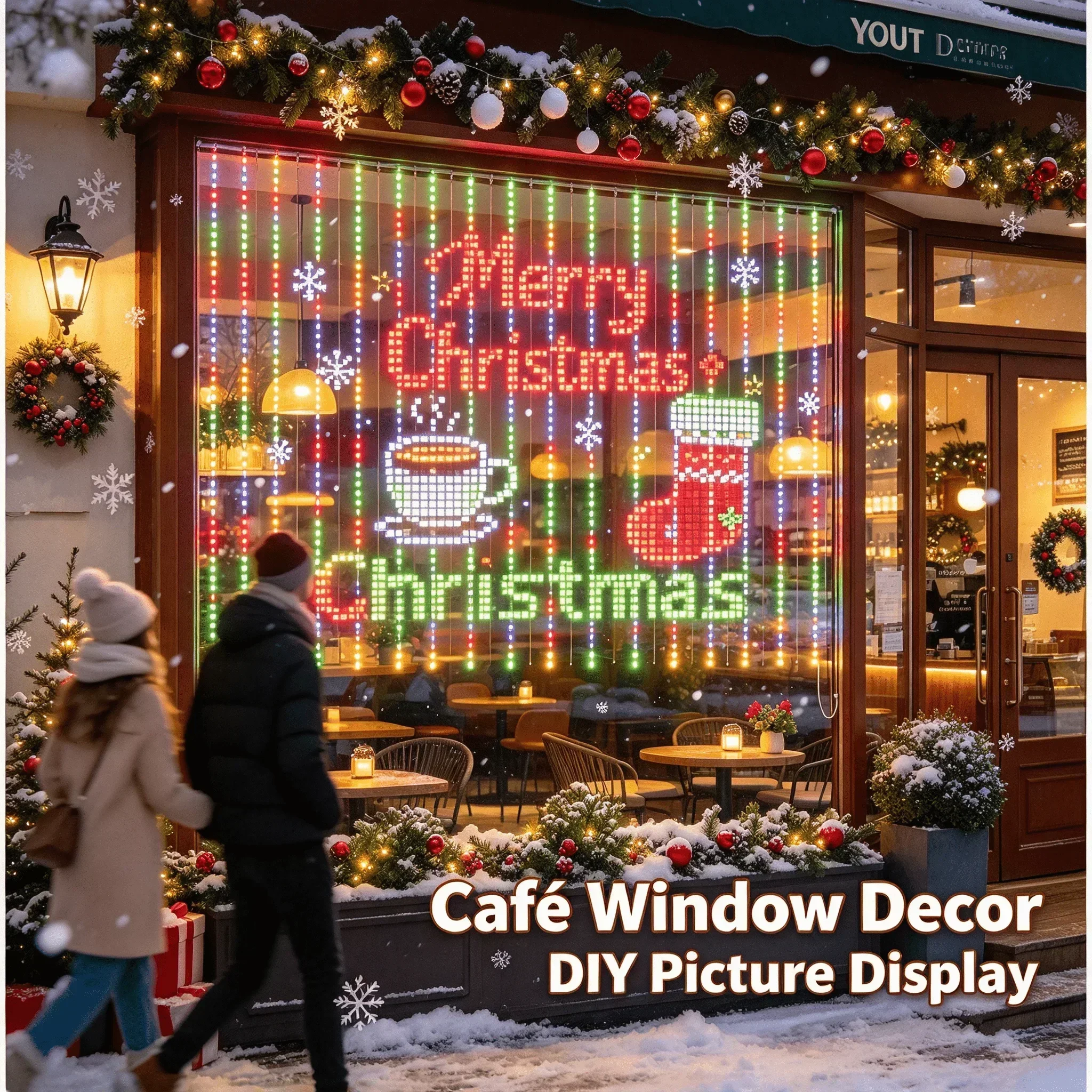 400LEDs Smart LED String Lights Curtain Garland Bluetooth APP Control Christmas DIY Picture Display Wedding Party Decor