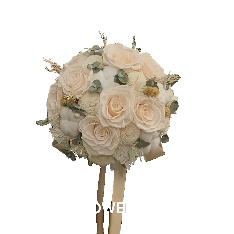 Champagne immortal rose wedding wedding dress hand bouquet bridal flower ball kiss bouquet certificate marriage proposal