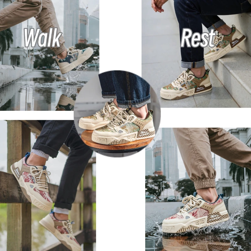 Fipatbu-zapatos de skate para hombre, zapatillas de lona con plataforma inferior gruesa, cómodas, transpirables, vulcanizadas, informales