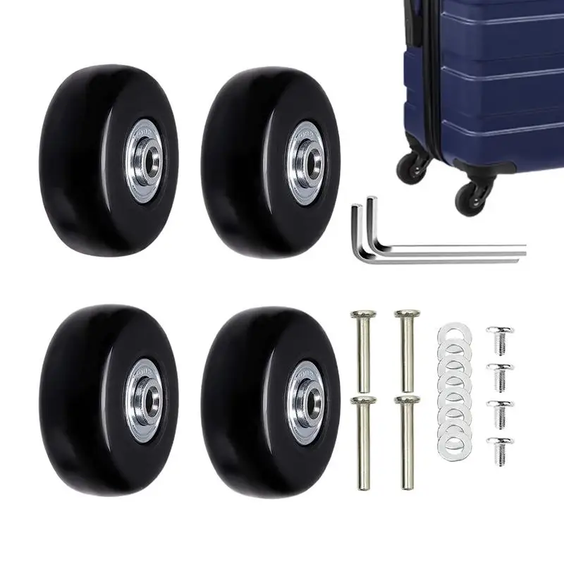 Caster Wheels Suitcase 4pcs Rubber Swivel Replacement Wheels With Screws Luggage Accessories For Traveling Suitable For Most