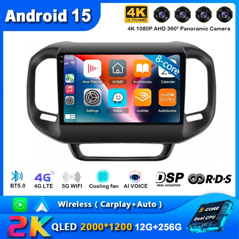 Android 15 para fiat toro 2017 2018 2019 2020 2021 rádio do carro navegação multimídia player gps wifi + 4g dsp sem fio carplay auto