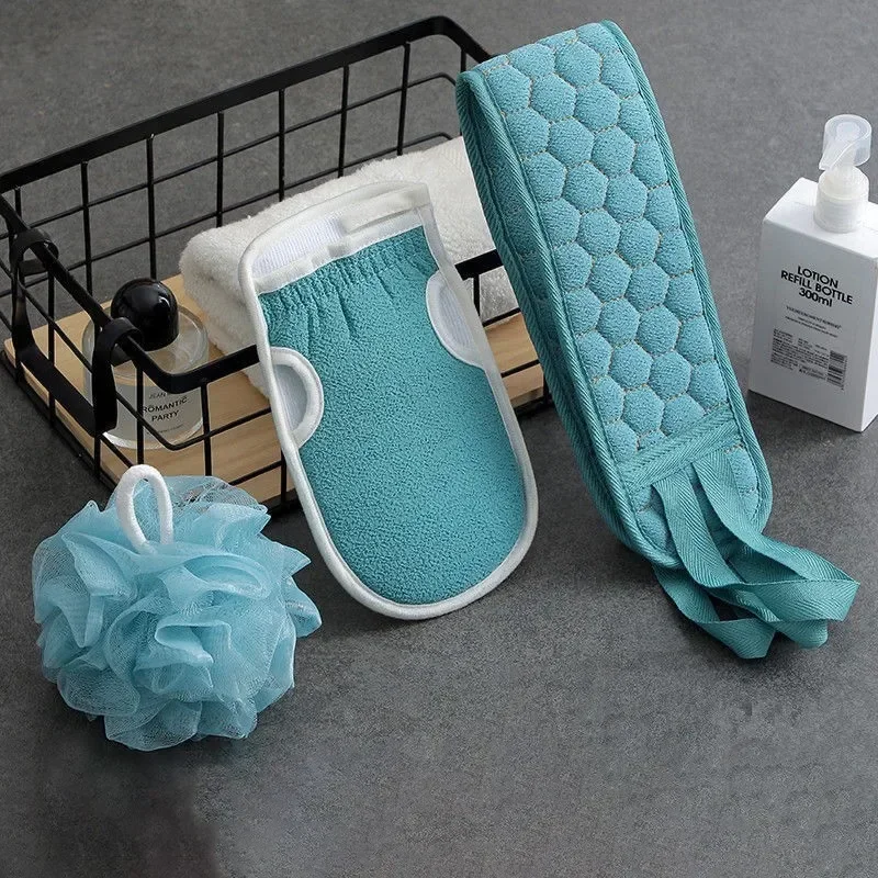 

3Pcs/Set Body Cleaning Washcloth Soft Brush Home Hotel Bathroom Shower Ball Back Scrubber Set Exfoliating Skin Towel Bath Gloves