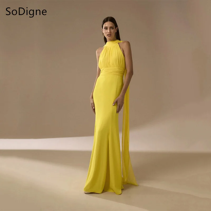 

SoDigne Colorful Mermaid Prom Gowns Halter Backless Sleeveless Prom Dresses Floor Length Gathering Party Dresses 2025 Customized