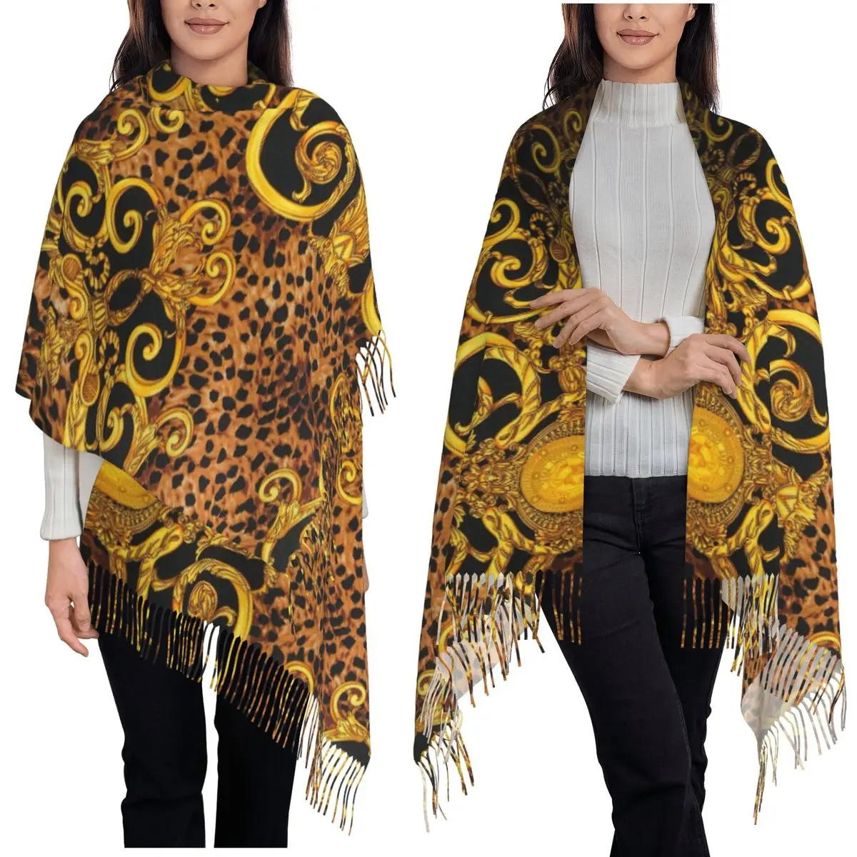 

Роскошный золотой европейский цветочный викторианский шарф в стиле барокко, шарфы с кисточками для женщин, мягкая шаль и накидки, большая осенне-зимняя шаль