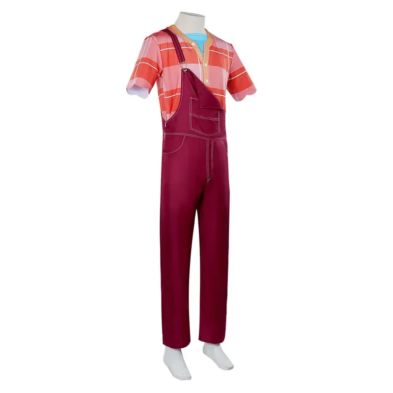 Anime Wreck It Ralph Cosplay Costume T-shirt Top and Overalls Set Halloween Masquerade Carnival Party Costume For Men Women