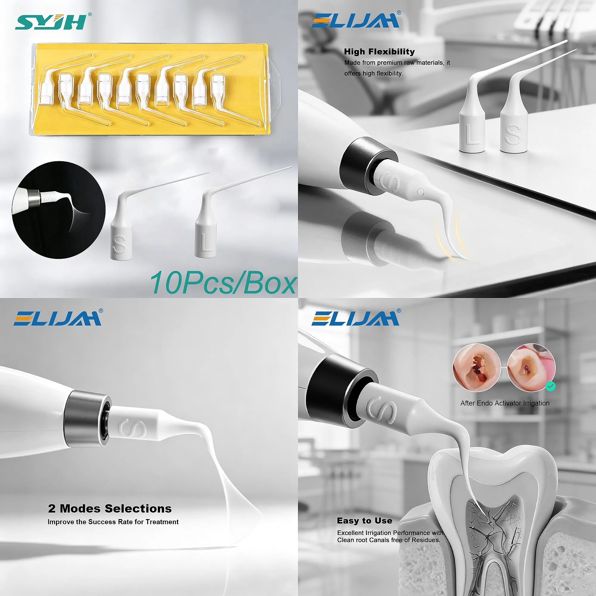 Dentals 10Pcs Sonic Endo Activator Tips L/S Vibration Cleaning Root Canal Instrument
