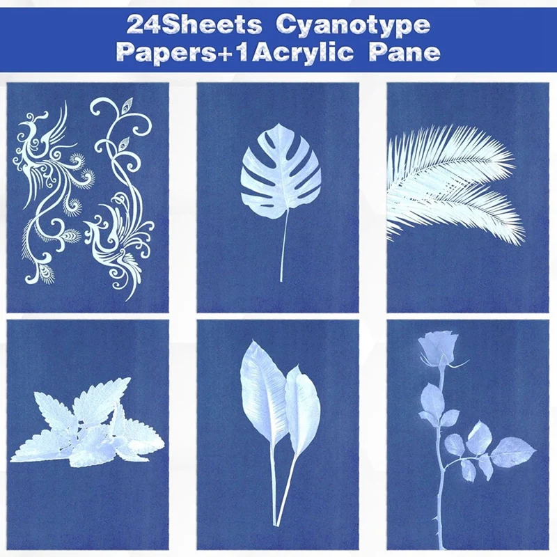 Cyanotype Paper Kit, 24 Pcs Sun Print Paper Kit A5 Solar Drawing Paper Sensitivity Nature Printing Paper For Arts Crafts