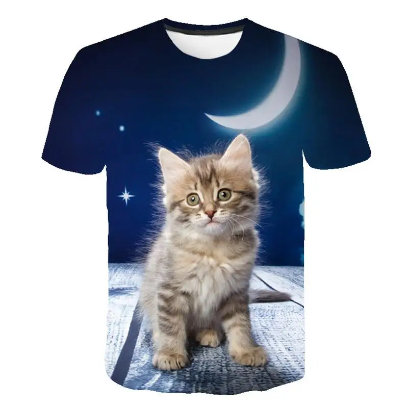 Summer Women\'s/men\'s Animal T-shirts 3D Printing Two Cats Short-sleeved T-shirts Cute Shirts Funny Breathable Plus Size T-shirts