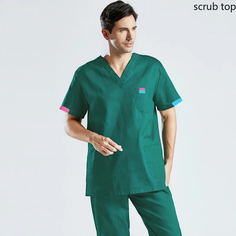 Uniformes médicos de algodón de manga corta para hombres, ropa de enfermería, ropa de trabajo para médicos, monos veterinarios, bata de Hospital