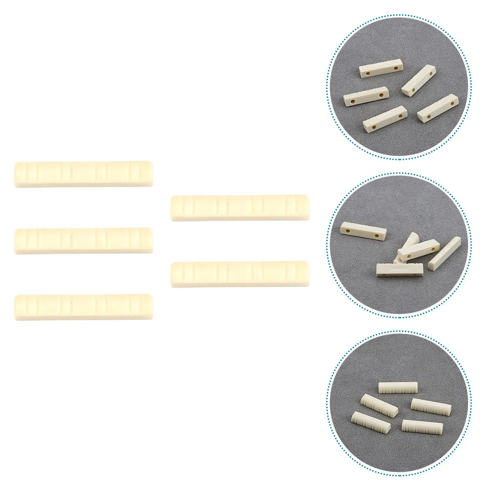 5 Pcs Guitar Bridge Nut Plastic 8-string Mandolin Electric Saddle Bass Beige Acoustic