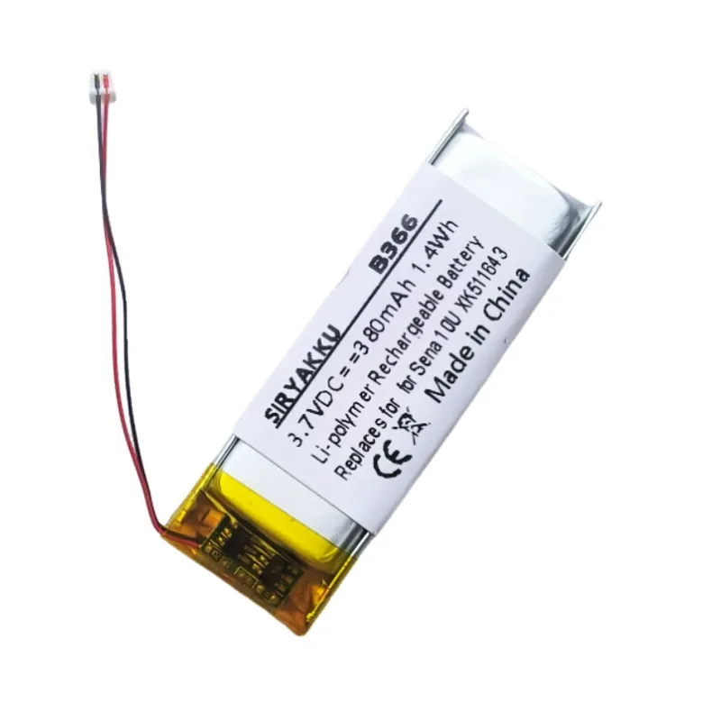 3.7V 380mAh YT501542P Li-polymer Battery Replacement for Sena 10U Helmet Bluetooth Communication System Headset Battery XK511643