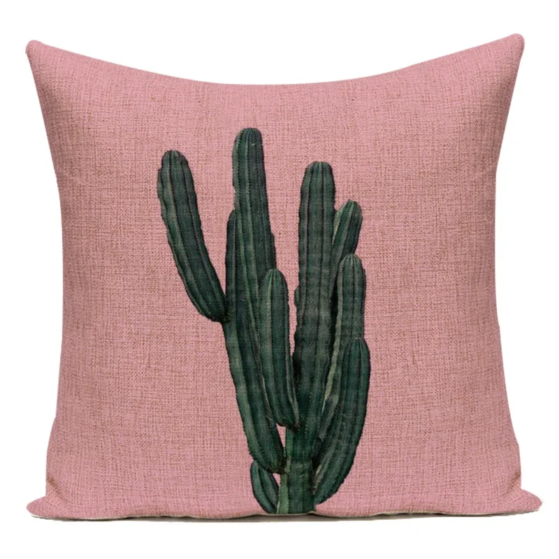 Polyester Colorful Cactus Maple Leaves Decorative Pillows Pink Green Orange Cushion Cover for Sofa Home Pillowcase